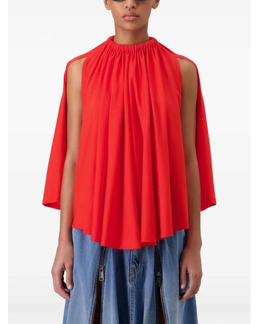 Coperni Red Blouse Drapée Asymétrique