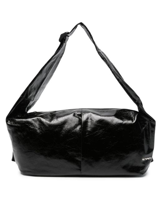 Sunnei Black Crinkled-leather Shoulder Bag