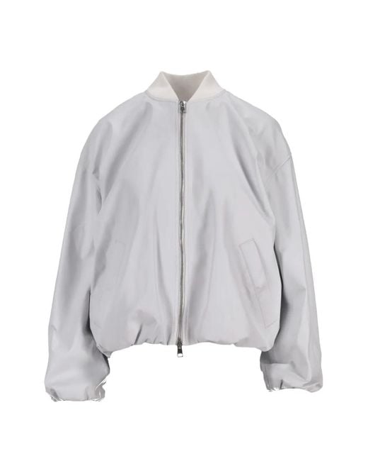 LA ROSE Gray Nappa Leather Bomber Jacket