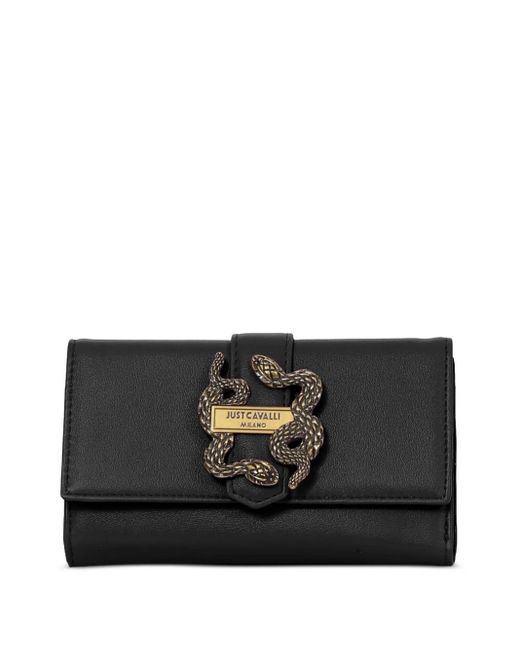 Just Cavalli Black Snake-Buckle Wallet