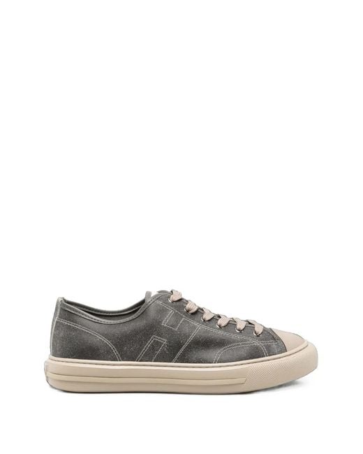 Hogan Gray H-Stitch Lace-Up Sneakers for men
