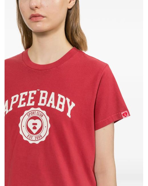 AAPE BY A BATHING AP Red Logo-Print T-Shirt