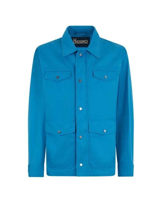 Herno Blue Long-Sleeve Shirt for men
