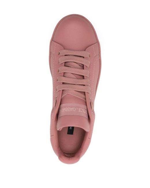 Dolce & Gabbana ロゴエンボス レザースニーカー Pink