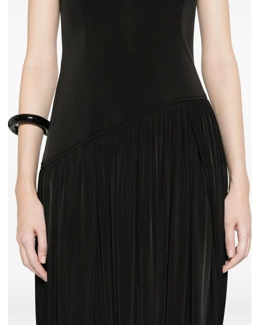 Ferragamo Black Strapless Pleated Dress