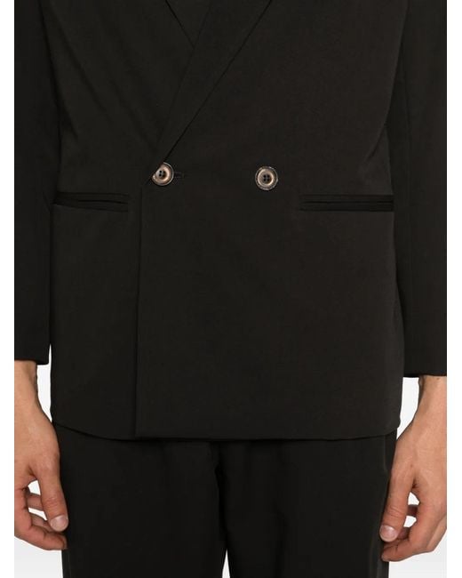 Imperial Black Notched-Lapel Double-Breasted Blazer for men