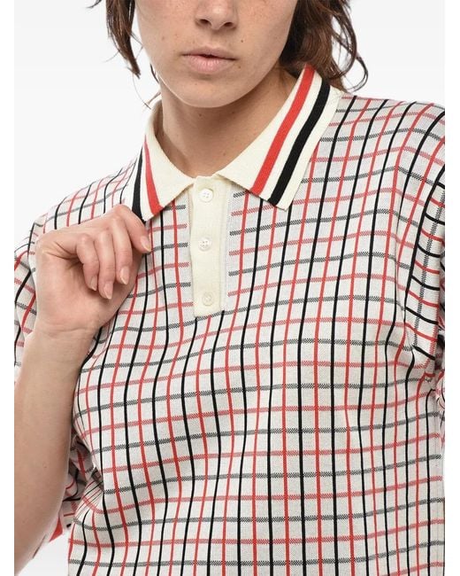 Stella McCartney Red Checked Short-Sleeve Polo Shirt