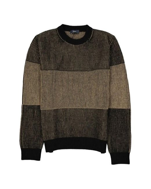 Herno Green Vertical-Stripe Colour-Block Sweater for men