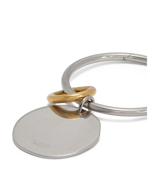 Jil Sander White Two-Tone Circular Keyring