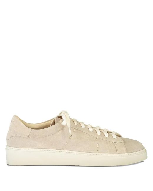 Eleventy Natural Lace-Up Suede Sneakers for men