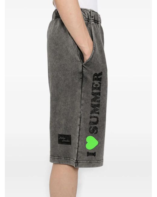 Joshua Sanders Black Slogan Print Shorts for men