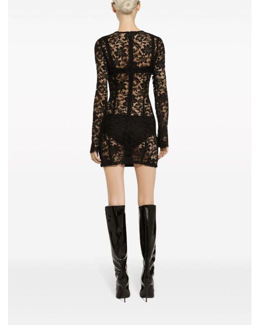 Vestido corto con encaje Dolce & Gabbana de color Black