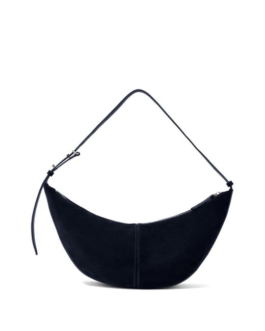 Proenza Schouler Blue Slide Crescent-Shaped Suede Shoulder Bag