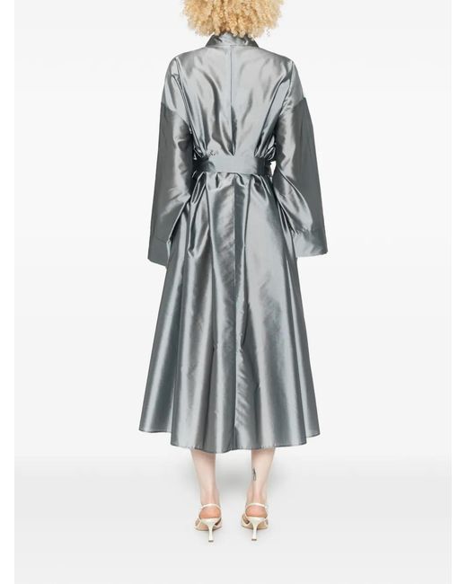Max Mara Gray Anna Tie-Waist Maxi Shirt Dress