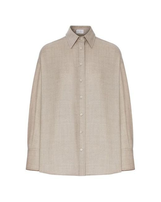 Brunello Cucinelli Natural Cashmere Long-Sleeve Shirt
