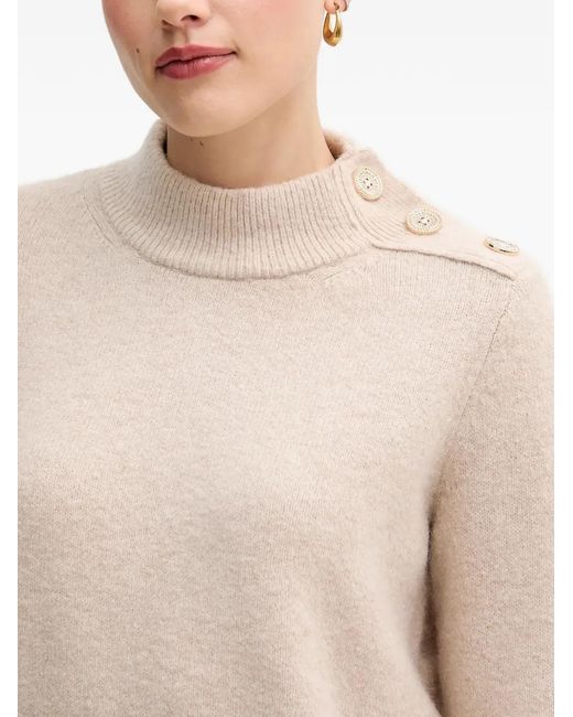 MARC AUREL White Button Roll-Neck Sweater