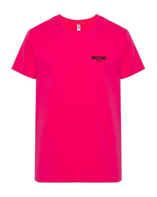 T-shirt à logo imprimé Moschino pour homme en coloris Pink