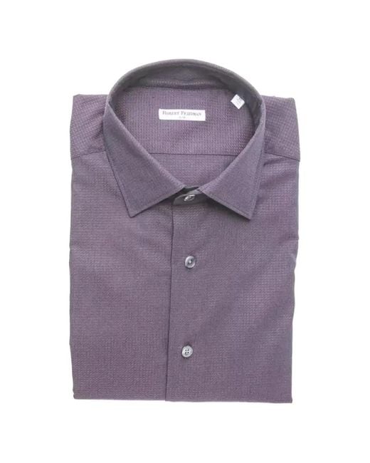 Robert Friedman Purple Textured-Weave Slim-Fit Shirt for men