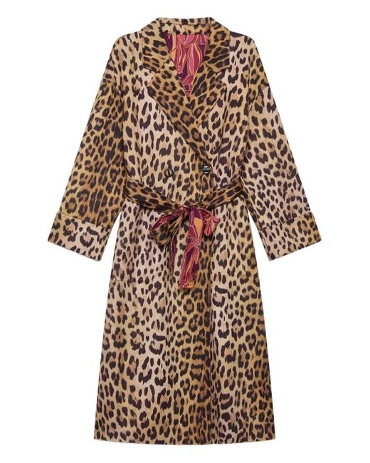 Maliparmi Brown Leopard Print Belted Coat