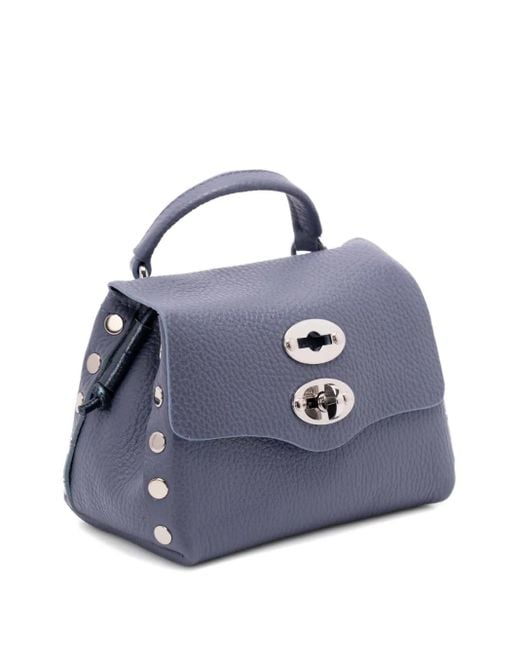 Zanellato Blue Studded Leather Shoulder Bag