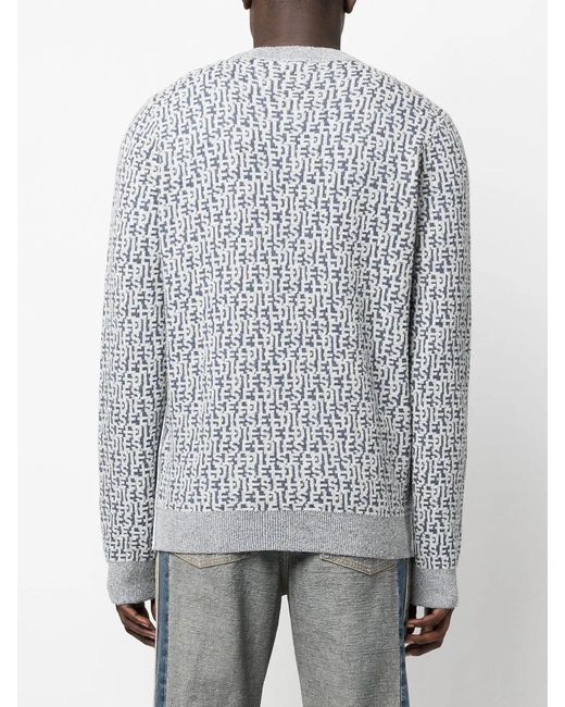 DIESEL Gray Logo-Jacquard Long-Sleeved Jumper for men