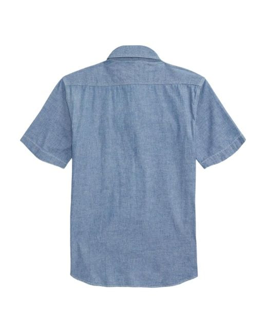 RRL Blue Button-Up Chambray Shirt for men