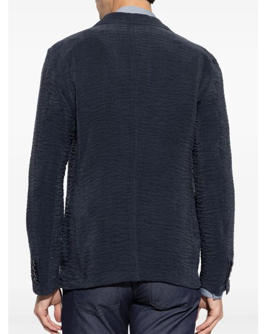 Giorgio Armani Blue Textured Single-Breasted Blazer for men