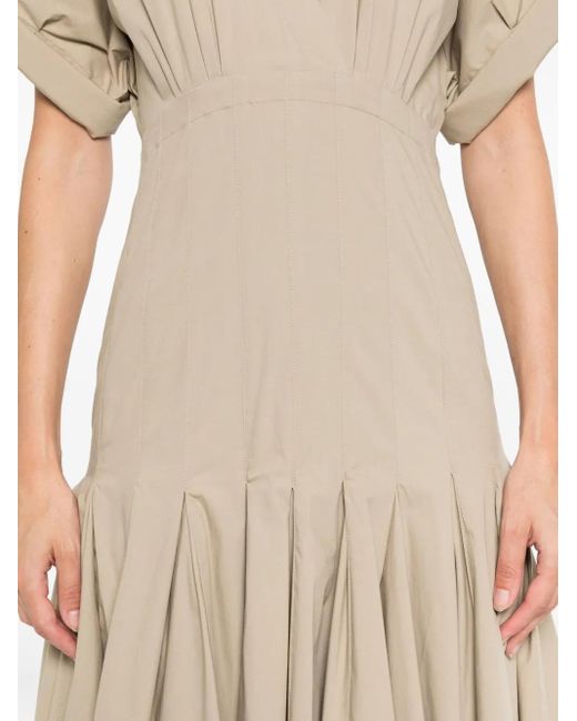 Proenza Schouler Natural V-Neck Pleated Dress