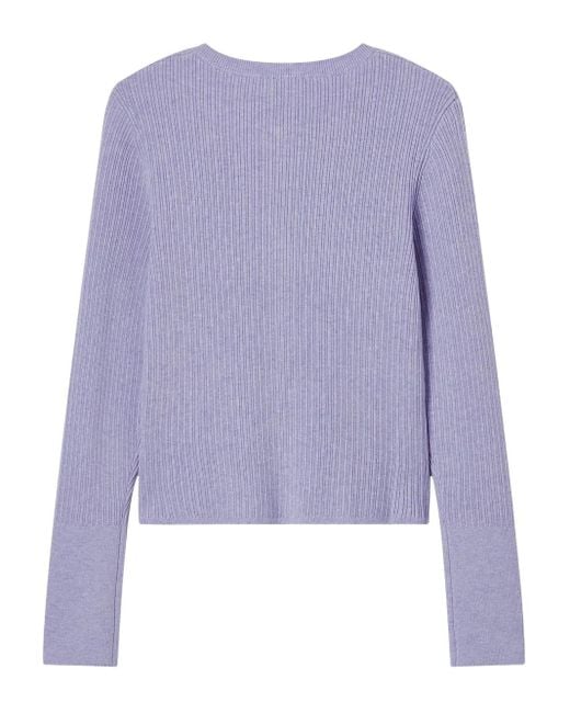 B+ AB Purple Ribbed-Knit Cardigan