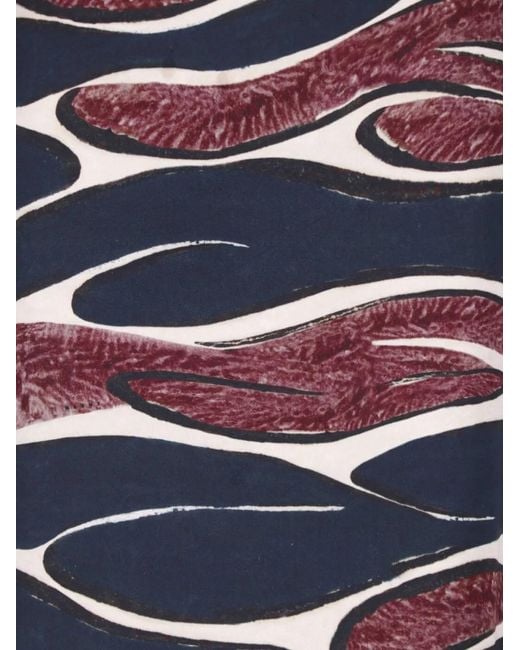 Marni Blue Abstract-Print Midi Skirt