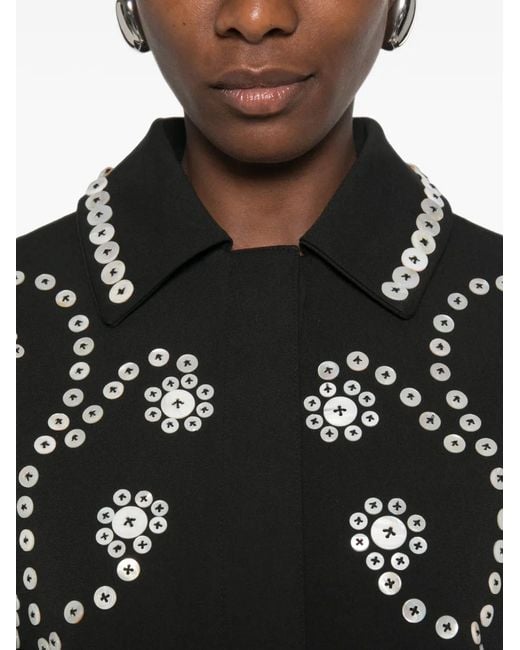 Stine Goya Black Eyelet-Embellished Floral-Motif Jacket