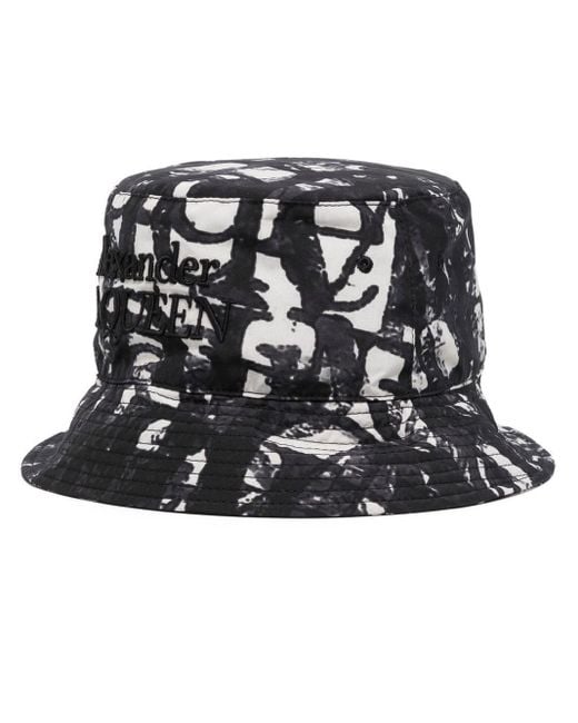 Cappello bucket con stampa astratta di Alexander McQueen in Black da Uomo