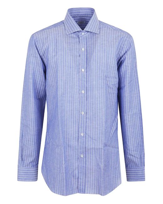 Camisa a rayas de algodón Buonamassa de hombre de color Blue