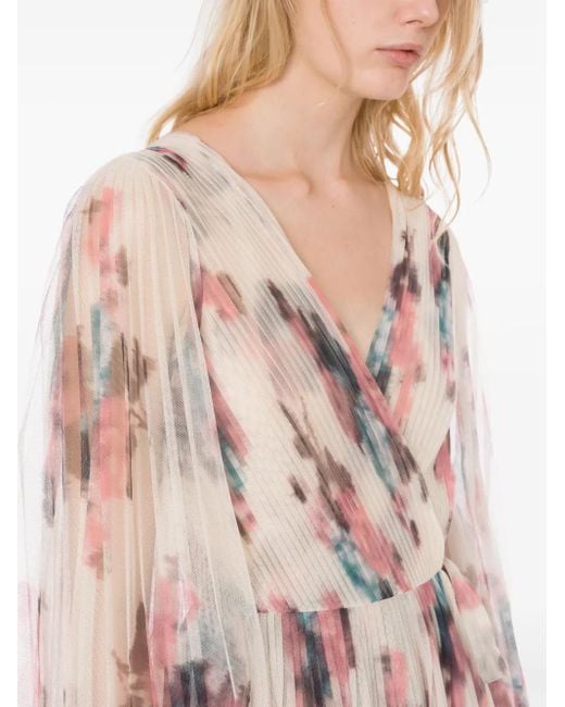 Philosophy Di Lorenzo Serafini Pink Ankle-Length Floral Print Wrap Dress