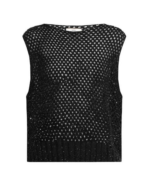 Akep Black Sequin-Embellished Open-Knit Vest