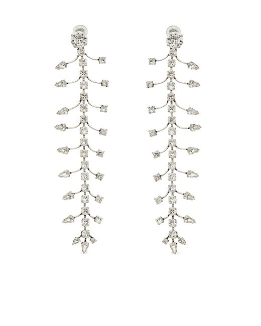 Saint Laurent White Crystal-embellished Drop Earrings