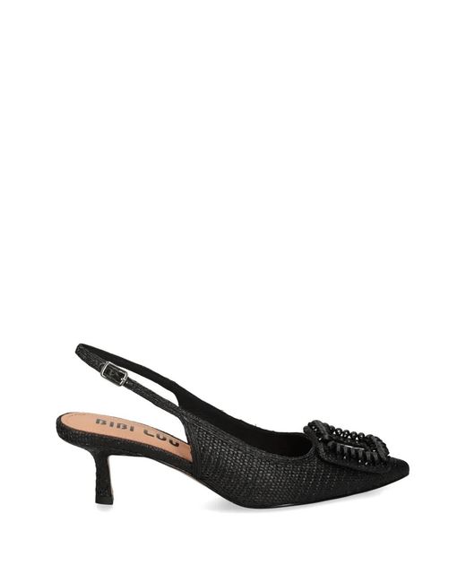 Bibi Lou Black Beaded Buckle Pumps