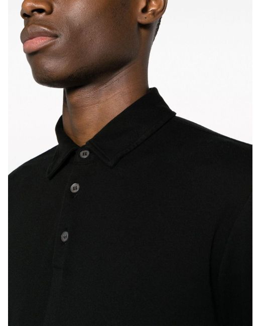 Zanone Long-sleeve Cotton Polo Shirt in Black for Men | Lyst