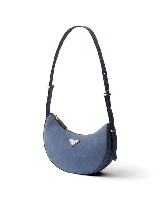 Prada Blue Arqué Small Nubuck Leather Bag