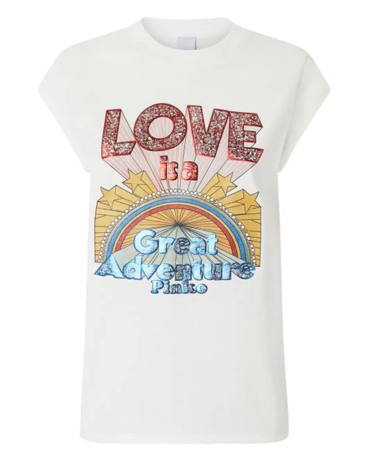 Pinko T-Shirt Met Grafische Print in het White