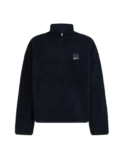 Karl Lagerfeld Blue Boxy Half-Zip Sweater for men