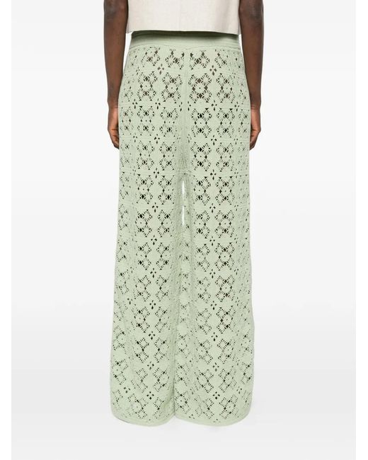 Bompard Green Crocheted Elasticated-Waist Trousers