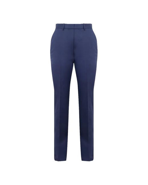 Zegna Blue Pressed-Crease Tailored Trousers for men