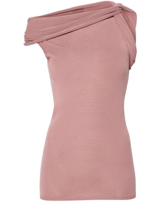Rick Owens Pink Twisted-neckline Knitted Tank Top