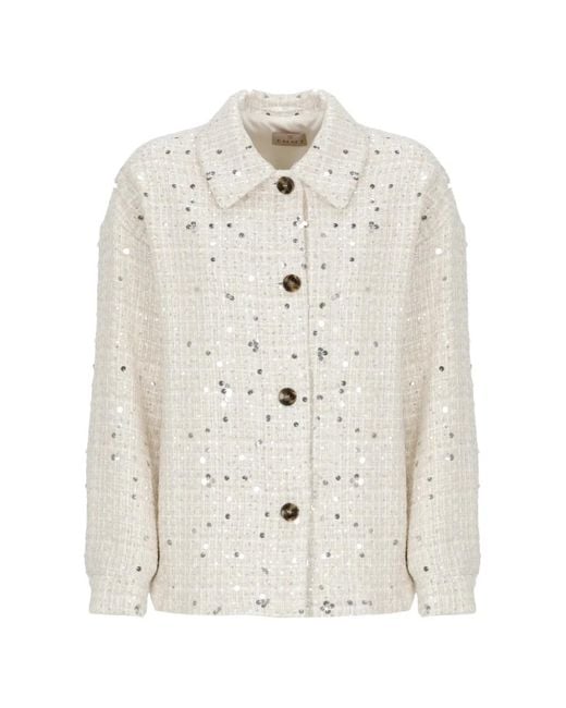Emme White Sequin-Embellished Tweed Jacket