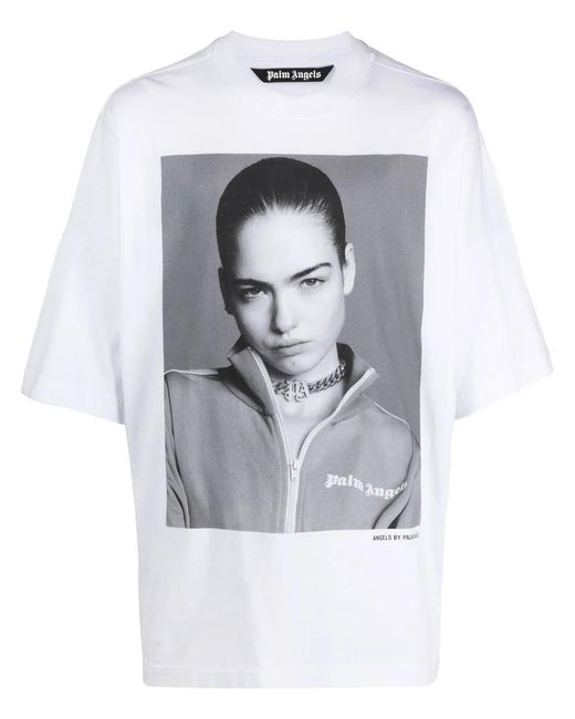 Palm Angels Gray X Sims Photograph-Print T-Shirt for men