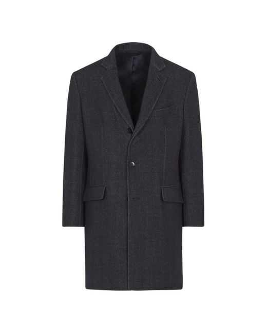Brioni Blue Button Front Pockets Coat for men