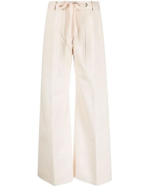 Moncler Natural Drawstring Wide-Leg Trousers