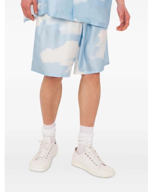 Moschino Blue Cloud-Print Shorts for men