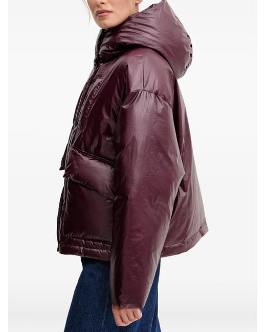 Patrizia Pepe Red Hooded-Neckline Padded Jacket